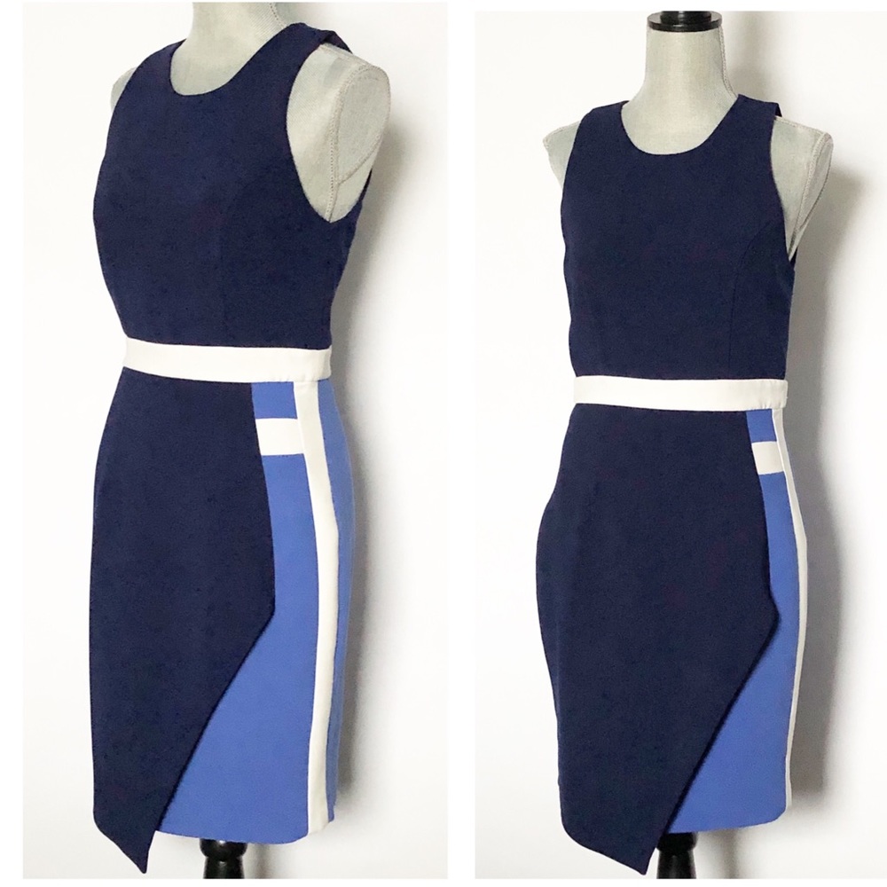 G. I.N Color-block Asymmetrical Hem Sheath Dress 8